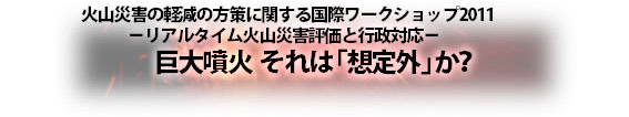 火山災害の軽減の方策に関する国際ワークショップ2011
－リアルタイム火山災害評価と行政対応－
巨大噴火 それは「想定外」か？