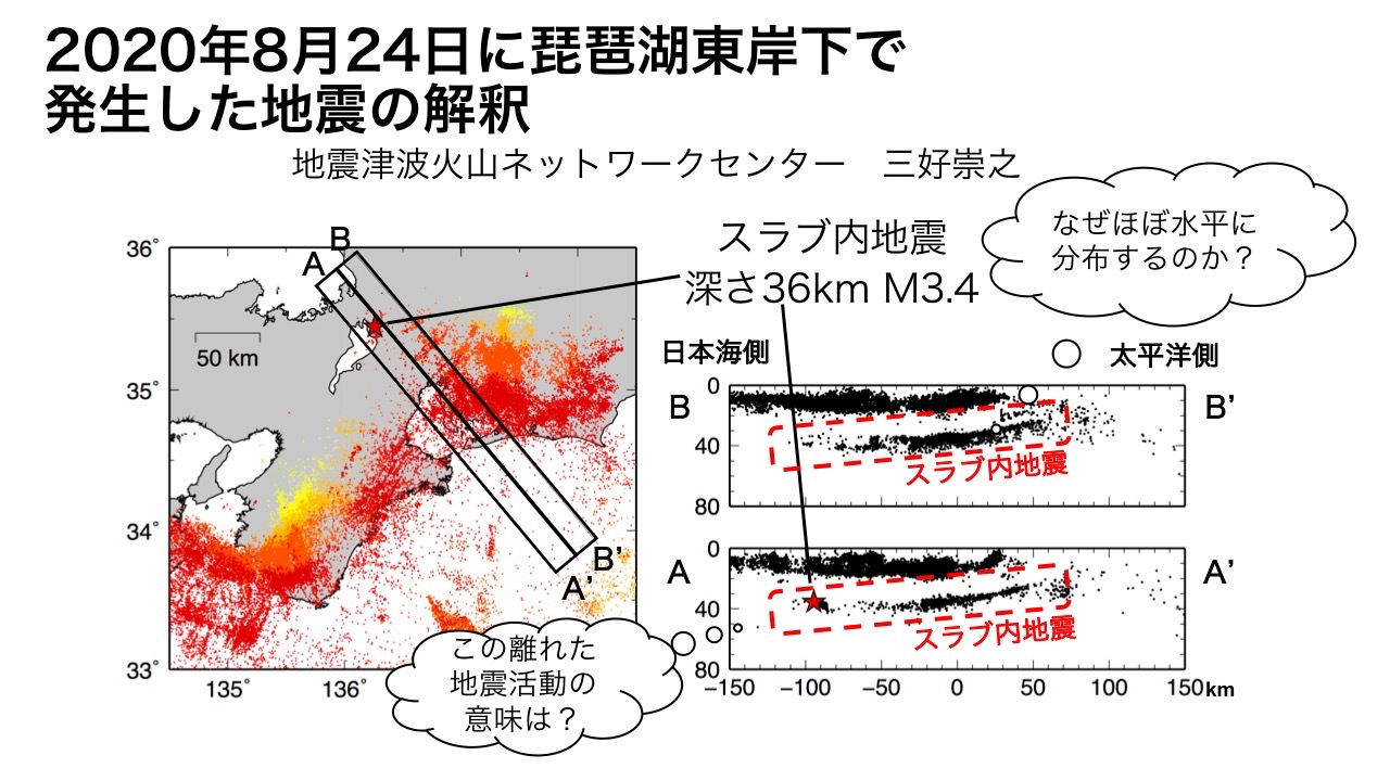 2020年8月24日に琵琶湖東岸下で発生した地震の解釈