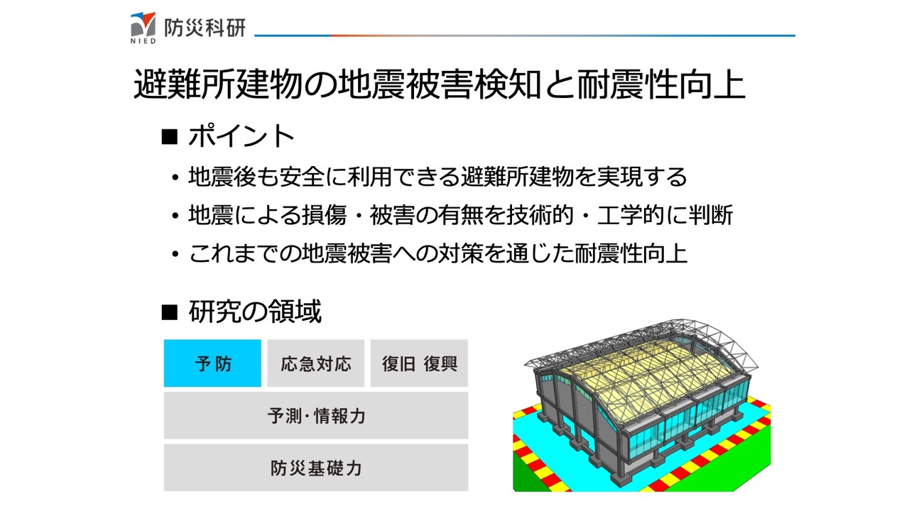 避難所建物の地震被害検知と耐震性向上