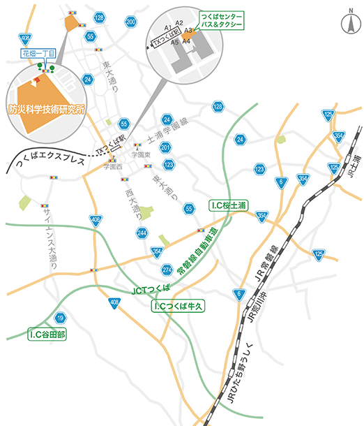 防災科学技術研究所 大型降雨実験施設の地図