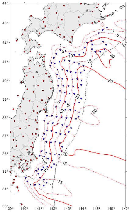 S-netの観測データの活用による効果（日本海溝付近） 