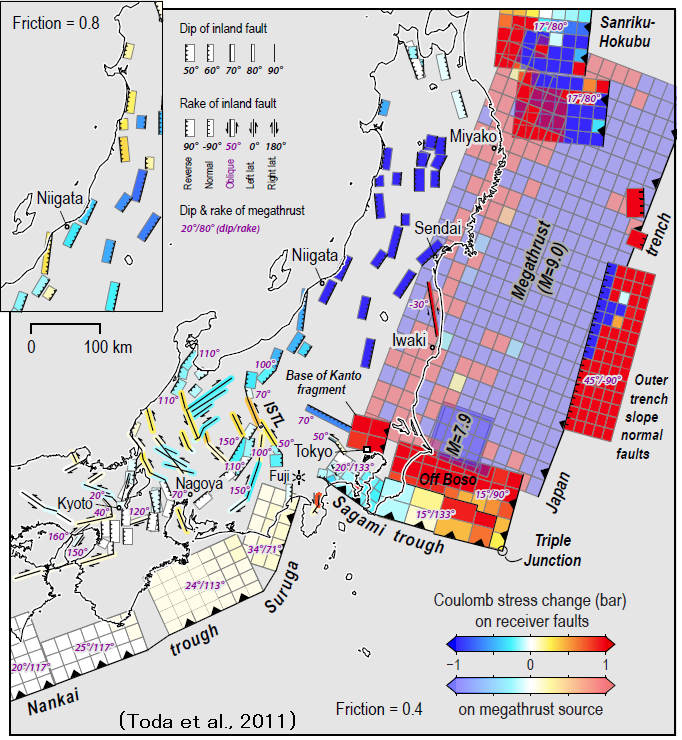 Usage example in the 2011Tohoku earthquake (Toda et al., 2011)