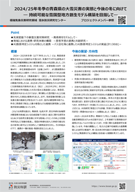 2024/25年冬季の青森県の大雪災害の実態と今後の冬に向けて　 — 持続可能な雪国型地方創生モデル構築を目指して—