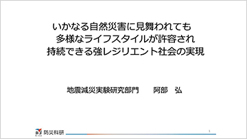 多様なライフスタイルが持続できる強レジリエント社会の実現研究