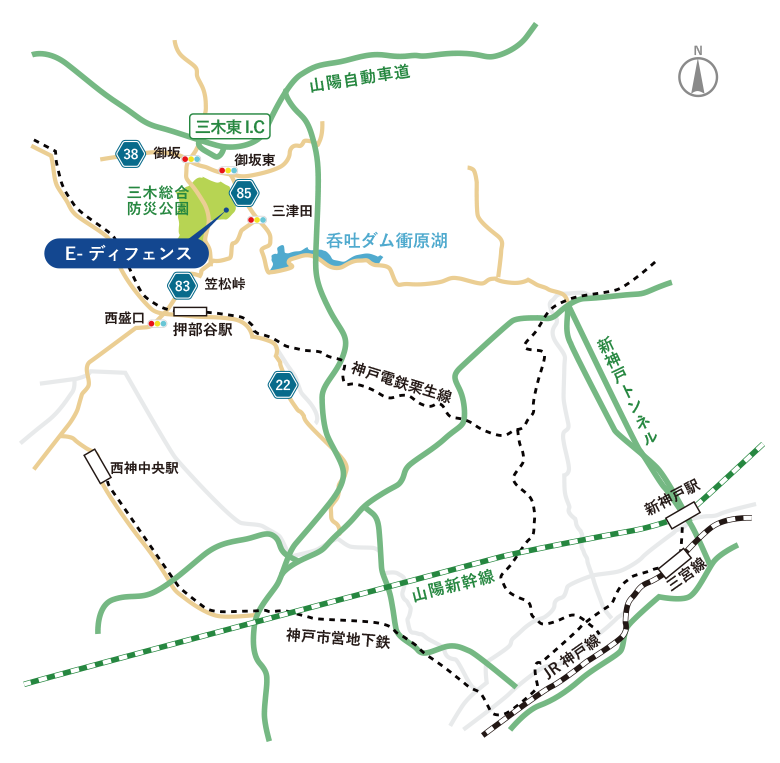 兵庫耐震工学研究センター付近の地図