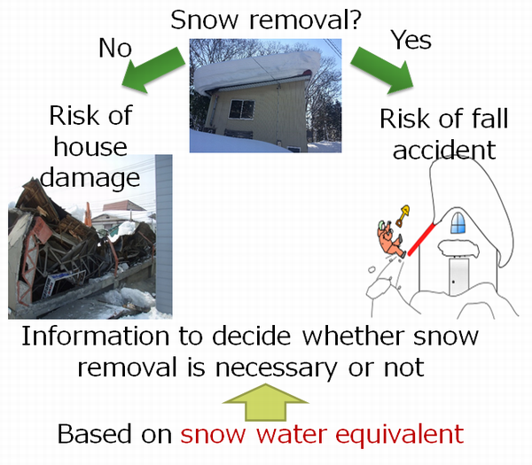There is a risk of falling off the roof if the snow is removed. The risk of house collapse increases if the snow is not removed. Information is needed to determine the necessity of removing snow