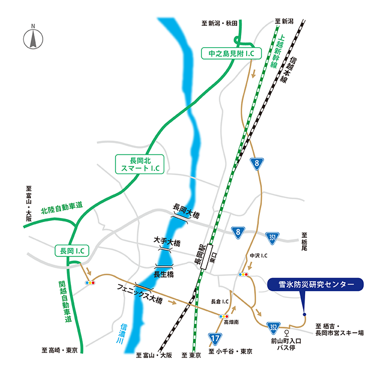 雪氷防災研究センターへの地図