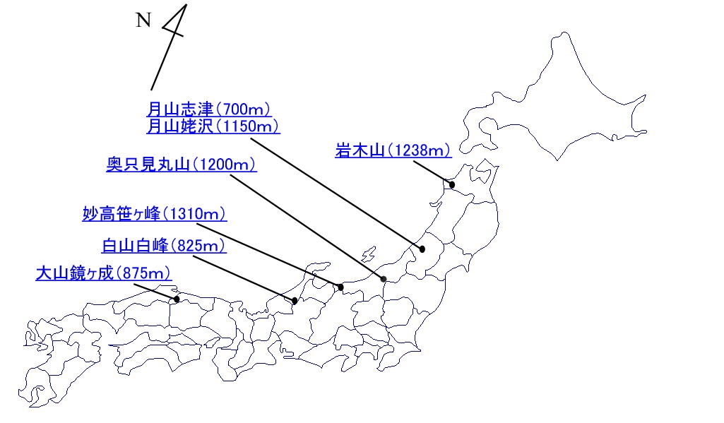 山地観測点の地図