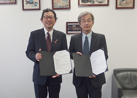 防災科研 林理事長(写真左)、東京大学地震研究所 小原所長(写真右)