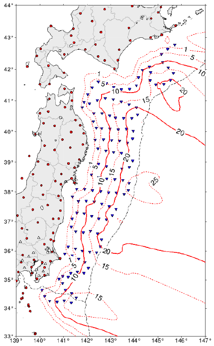 S-netの観測データの活用による効果(日本海溝付近)